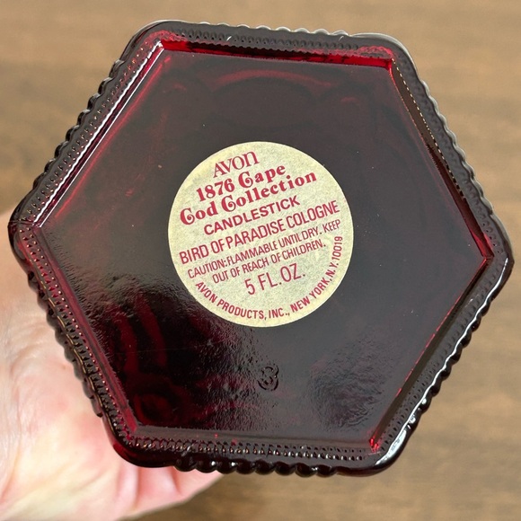 AVON 1876 CAPE COD COLLECTION RUBY RED GLASS 8.5" CANDLESTICK - Picture 4 of 4